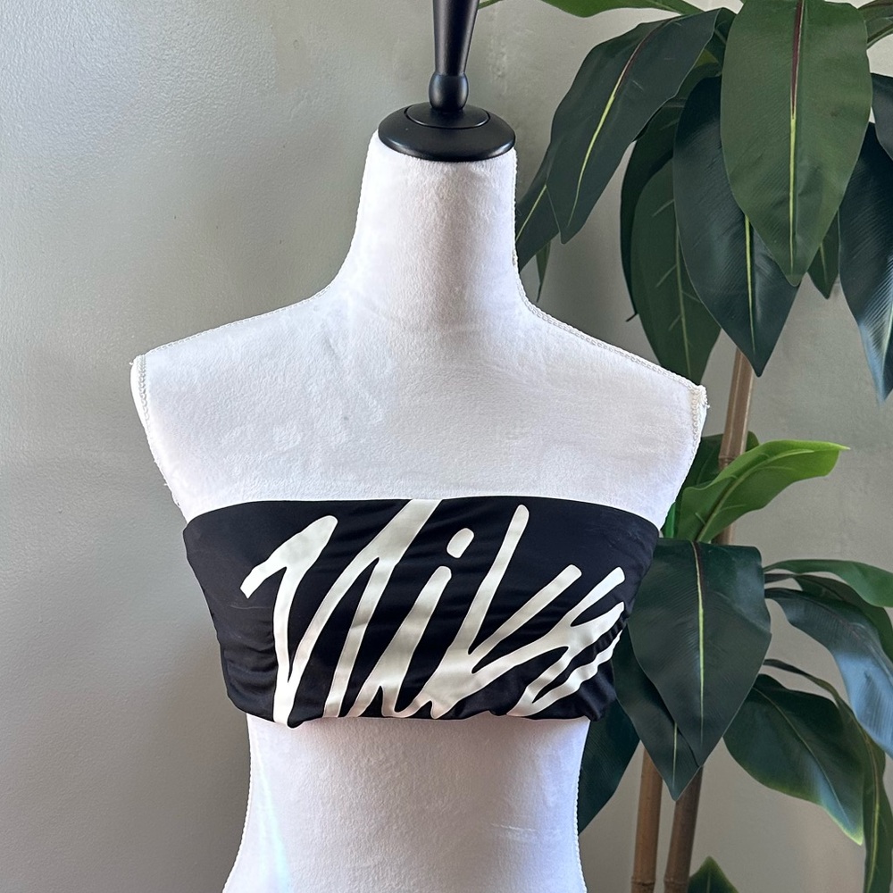 Nike Black bikini bandeau with White Logo Large